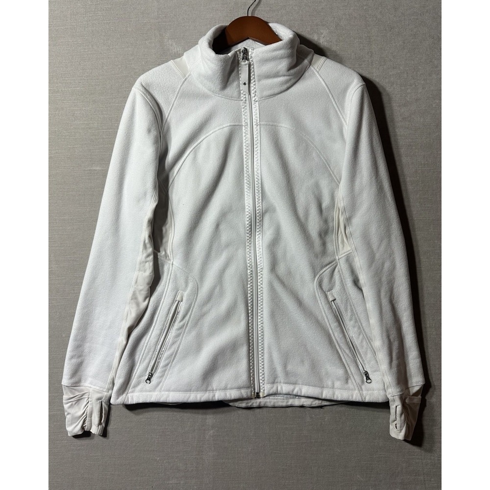 Lululemon Fleece Jacket Full Zip White Ivory Women's Size 12 Running Athletic